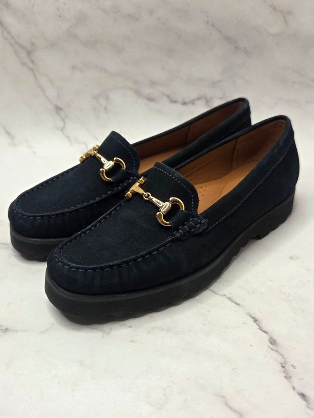 NWOT John Lewis Blue Sueded Loafers Horsebit Flats Shoes Women's 6.5 (37)